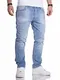 Rello & Reese Herren Jeans Straight Fit Denim Hose Regular Stetch JN-221 [Hellblau, W32/L32]