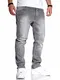 Rello & Reese Herren Jeans Straight Fit Denim Hose Regular Stetch JN-221 [Grau, W32/L32]