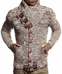 Leif Nelson Herren Strickjacke Cardigan LN6155 Schwarz/Braun meliert (LN6155)