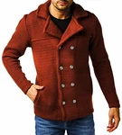 Leif Nelson Herren Strickjacke Schalkragen Sweatjacke Slim Fit LN6000 Schwarz/Braun/Rot (LN6000)