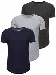 PITTMAN 3er Pack T-Shirt Herren Oversize Finn Rundhals-Ausschnitt Blau-Grau-Anthrazit