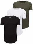 PITTMAN 3er Pack T-Shirt Herren Oversize Finn Rundhals-Ausschnitt Schwarz/Weiß/Grün