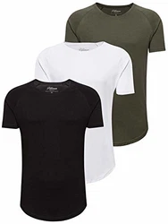 PITTMAN 3er Pack T-Shirt Herren Oversize Finn Rundhals-Ausschnitt Schwarz/Weiß/Grün