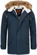 Indicode Herren FANN Parka aus 100% Baumwolle m. Kapuze & Teddyfell-Futter   warme Winterjacke m. Stehkragen Herrenjacke gefütterter Winterparka Lange Winter Jacke f. Männer Navy M