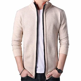 Biutimarden Herren Pullover Strick Herbst Winter Strickjacke Reißverschluss Hoodie Sweatshirt Jacke Fashion Mäntel (Beige M)