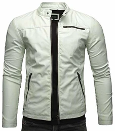 Vego Herren Eco-Lederjacke Cleane Leichte Slim Fit Basic Jacke Vegan (M, Mint Vintage)