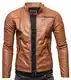 Crone Vego Herren Eco-Lederjacke Cleane Leichte Slim Fit Basic Jacke Vegan (M, Cognac Vintage)