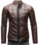 Crone Vego Herren Eco-Lederjacke Cleane Leichte Basic Jacke Vegan Schokobraun