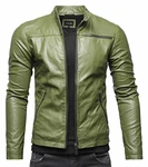 Crone Vego Herren Eco-Lederjacke Cleane Leichte Basic Jacke Vegan Military Green