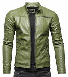 Crone Vego Herren Eco-Lederjacke Cleane Leichte Basic Jacke Vegan Military Green