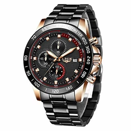 Herren Uhren Wasserdichter Sport Chronograph Analoge Quarzuhr Edelstahl Business Armband Armbanduhr Schwarze Herrenuhr