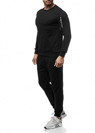 Herren Jogginganzug Sportanzug Modell 962 (Schwarz, M)