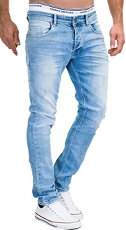 MERISH Jeans Herren Slim Fit Stretch Jeanshose Denim (9148) Hellblau (9148-2100)