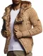 Leif Nelson Herren Strickjacke mit Kapuze Reissverschluss Cardigan Schwarze Jacke für Winter Winterjacke Übergangsjacke Hoodie Männer Freizeitjacke Langarm Slim Fit LN5555 M Camel