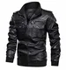 KEFITEVD Kunst-Lederjacke Herren Übergangsjacke Bikerjacke Winter Leder Jacke Herren Motorrad Biker Jacke Kurz Parka Retro Fliegerjacke Männer Schwarz M