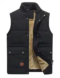 Fleeceweste Herren Winterjacke Thermo Weste Anglerweste Steppjacke Outdoor Safari Weste Warme Übergangsjacke Schwarz L