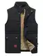 KEFITEVD Fleeceweste Herren Winterjacke Thermo Weste Anglerweste Steppjacke Outdoor Safari Weste Warme Übergangsjacke Schwarz L