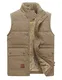 KEFITEVD Steppweste Herren Winter Thermo Fleeceweste Ärmellos Übergangsjacke Warme Weste Jacke Stehkragen Männer Khaki M