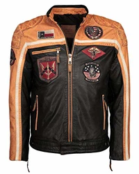 TOP GUN Lederjacke TGJ1005 Schwarz/Orange/Offwhite (TG-1005)