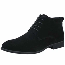 Herren Derby Stiefeletten Klassische Wildleder Kurzschaft Stiefel SN01830(Schwarz,41 EU)
