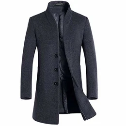 Wintermantel Herren Mantel Slim Fit Lang Wollmantel Business Trenchcoat Mantel Herren Winter (Medium, Grau)