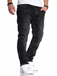 Rello & Reese Herren Jeans Straight Fit Luca Denim Hose Regular Stetch Schwarz