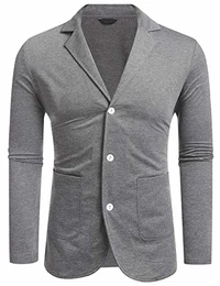 Herren Sakko Grau Jersey Blazer Männer Leichte Jackett Regular Fit Freizeit medium