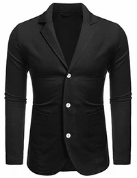 Sakko Herren Schwarz Männer Jersey Blazer Regular Fit Jackett Sportlich Freizeit medium