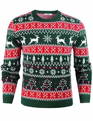 iClosam Herren Weihnachtspullover Türkis/Dunkelgrün/Mischfarben/Grün