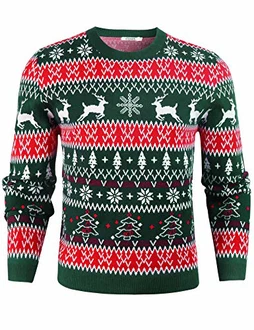 iClosam Herren Weihnachtspullover Türkis/Dunkelgrün/Mischfarben/Grün