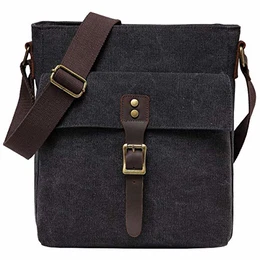 Klein Umhängetasche Herren, Wasserabweisend Herrentasche Vintage Segeltuch Leder Schultertasche Klassische Crossbody für Arbeit, Schule, Alltag (Dunkelgrau)