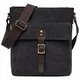 Kasgo Klein Umhängetasche Herren, Wasserabweisend Herrentasche Vintage Segeltuch Leder Schultertasche Klassische Crossbody für Arbeit, Schule, Alltag (Dunkelgrau)