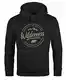 Neverless® Hoodie Herren Adventure Logo Berge Mountain Bär Wilderness Schriftzug Fashion Streetstyle Kapuzen-Pullover Männer schwarz M