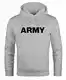 Neverless® Hoodie Herren Army Aufdruck Print Kapuzen-Pullover Männer grau-schwarz M