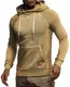 Leif Nelson Herren Hoodie Pullover mit Kapuze Baumwolle Kapuzenpullover für Männer Pulli Langarmshirt Slim Fit Longsleeve Sweatshirt Langarm LN8343 M Khaki