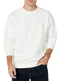 Herren, Heavyweight Fleece, Crewneck Pullover for Men Sweatshirt, Weiß, Medium