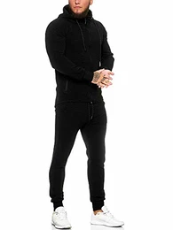 Herren Trainingsanzug Jogginganzug Sportanzug Jogging Anzug Hoodie-Sporthose Jogging-Anzug Trainings-Anzug Jogging-Hose Modell JG-1423 Schwarz M