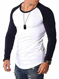 REHYPE Herren Longsleeve Oversize Langarm T-Shirt O-Neck Raglan L-222 Weiß M