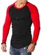 REHYPE Herren Longsleeve Oversize Langarm T-Shirt O-Neck Raglan L-222 Schwarz-Rot S