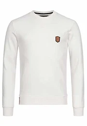 Herren Beechen Sweatshirt mit RIPP-Bündchen Warmer Herrensweater klassischer Winter Sweater Pullover Herrensweatshirt Herren-Pullover Wintersweatshirt für Männer Offwhite M