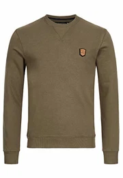 Herren Beechen Sweatshirt mit RIPP-Bündchen Warmer Herrensweater klassischer Winter Sweater Pullover Herrensweatshirt Herren-Pullover Wintersweatshirt für Männer Army M