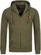 Indicode Herren Braidwood Kapuzensweatjacke   Hooded Jacket Kapuzenjacke Hoodie mit Reißverschluss Kapuzenpullover mit Zipper Sweatjacke mit Kapuze Kapuzensweatshirt für Männer Army L