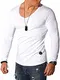 REHYPE Herren Longsleeve T-Shirt Langarm Basic V-Neck Ausschnitt L-220 Weiß M