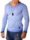 REHYPE Herren Longsleeve T-Shirt Langarm Basic Crew Neck Ausschnitt L-221 Blau (Faded) M