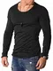 REHYPE Herren Longsleeve T-Shirt Langarm Basic Crew Neck Ausschnitt L-221 Schwarz M