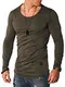 REHYPE Herren Longsleeve T-Shirt Langarm Basic Crew Neck Ausschnitt L-221 Khaki M