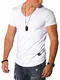 REHYPE Herren T-Shirt Kurzarm V-Neck Ausschnitt Oversize Basic S-110 Weiß M