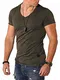 REHYPE Herren T-Shirt Kurzarm V-Neck Ausschnitt Oversize Basic S-110 Khaki M