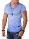 REHYPE Herren T-Shirt Kurzarm V-Neck Ausschnitt Oversize Basic S-110 Blau (Faded) M