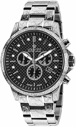 Palais Royale Herrenuhr Chronograph 43 mm Schweizer Quarzwerk Edelstahl Armband Silber Zifferblatt Schwarz Karbon echte Diamanten 893